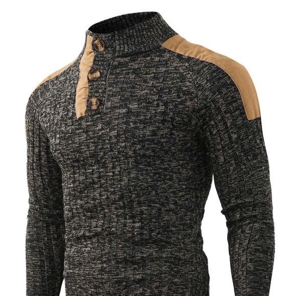 Casual Dark Gray Men's Frill Trim Sweater